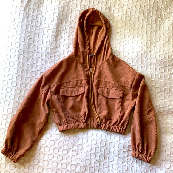 SHEIN Jackets & Blazers - Corduroy short hooded coat.